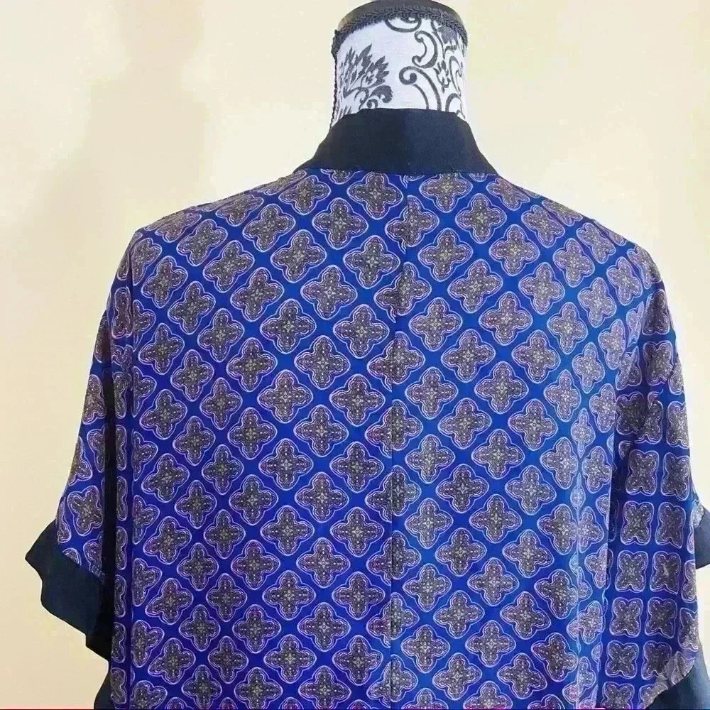 Sans Souci Purple Celtic Print Sheer Open-Front 3/4 Sleeve Kimono Cardigan XS - Picture 8 of 12